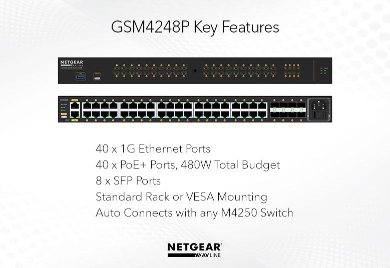 Netgear GSM4248P-100EUS 40x1G PoE+ 480W and 8xSFP Managed Switch Network Switch Netgear