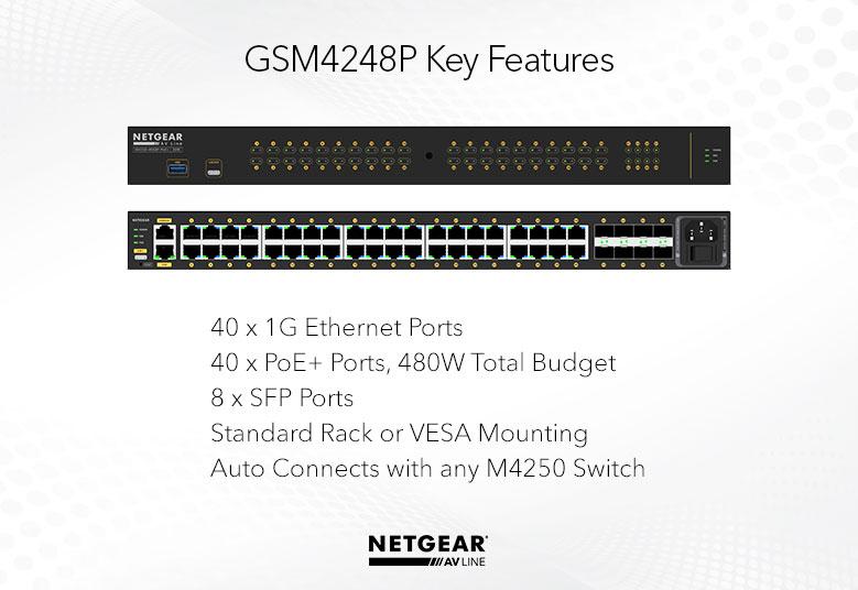 Netgear GSM4248P-100EUS 40x1G PoE+ 480W and 8xSFP Managed Switch