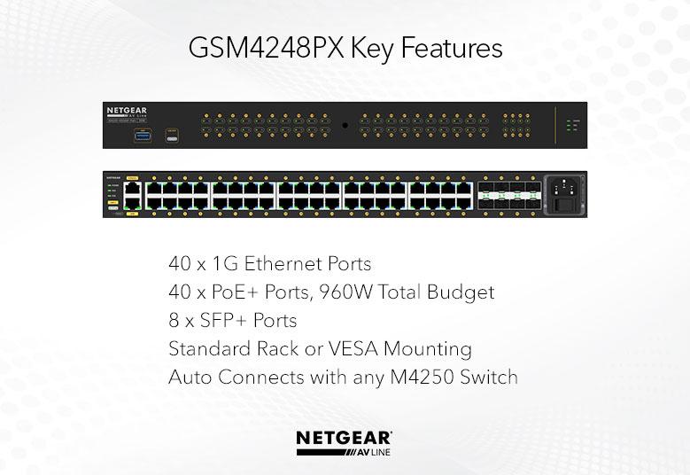 Netgear GSM4248PX-100EUS 40x1G PoE+ 960W and 8xSFP+ Managed Switch