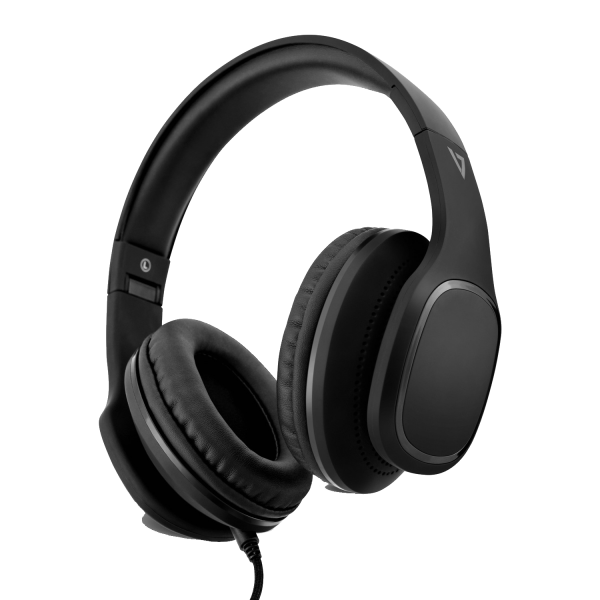V7 3.5mm Over-Ear Stereo Headphones with Mic, Black - HA701-3EP