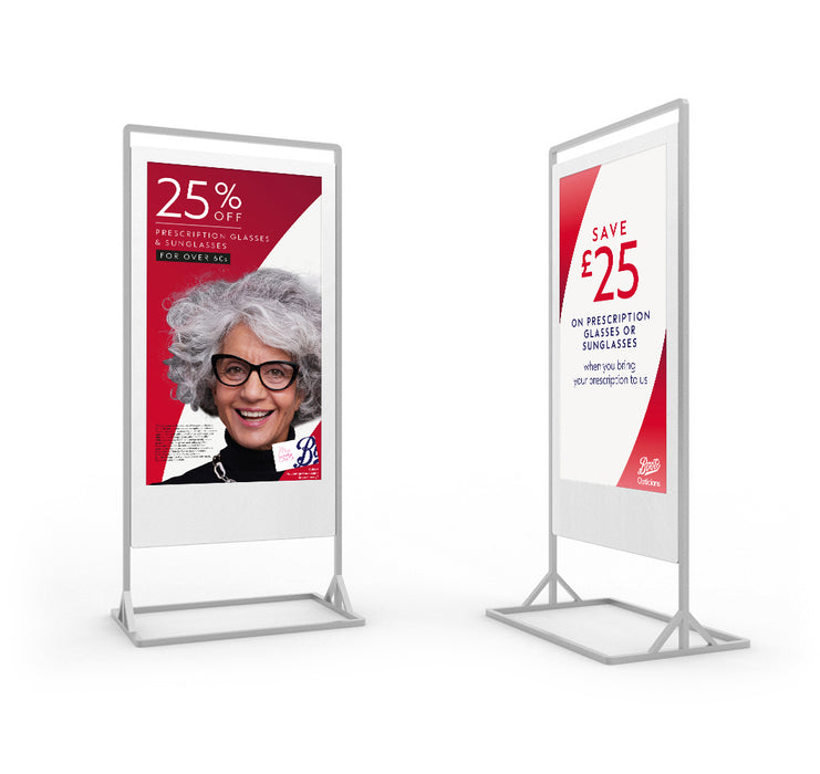 Moove 55" Superslim Freestanding Double-Sided Digital Posters