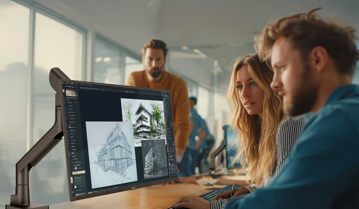 iiyama DS6001C-B1 Space-Saving Ergonomic Monitor Mount up to 49" Screens