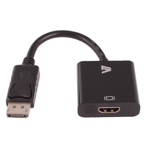 V7 DisplayPort 1.2 Male to HDMI 1.4 Female Adapter 1080P FHD Black | CBLDPHD-1E