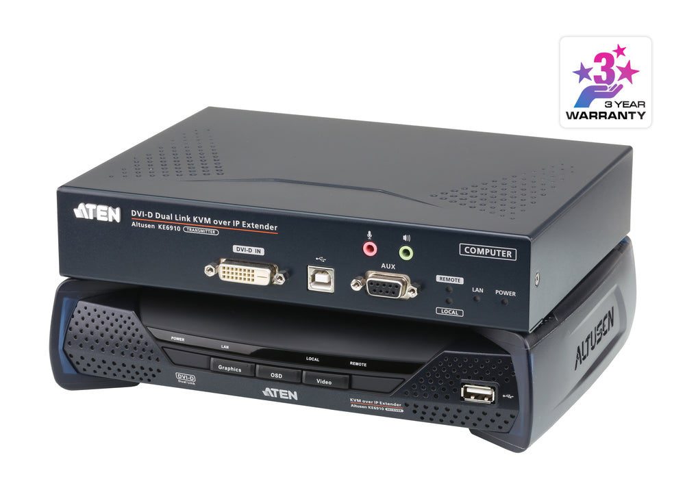 Aten 2K DVI-D Dual Link KVM over IP Extender | KE6910R-AX-E