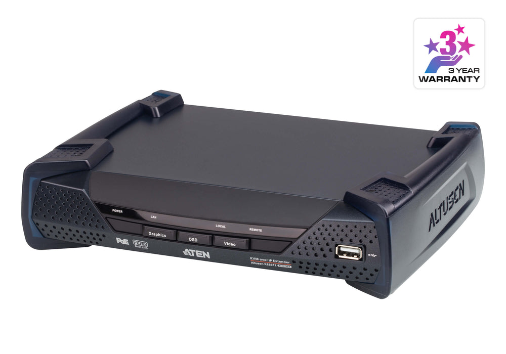 Aten 2K DVI-D Dual Link KVM over IP Receiver with PoE | KE6912R-AX