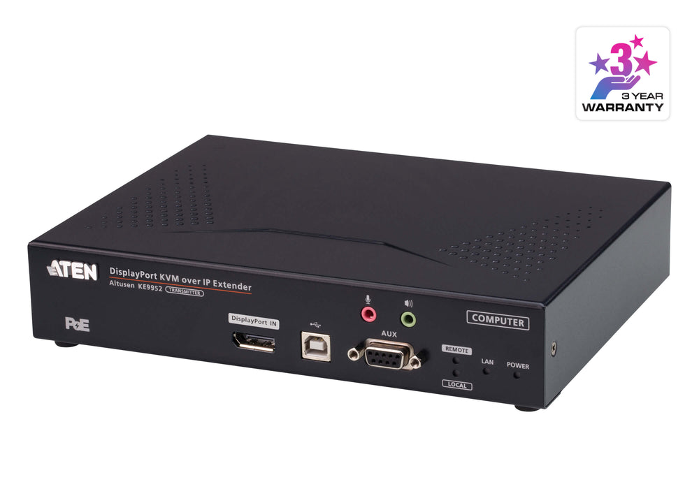 Aten 4K DisplayPort Single Display KVM over IP Transmitter with PoE | KE9952T-AX