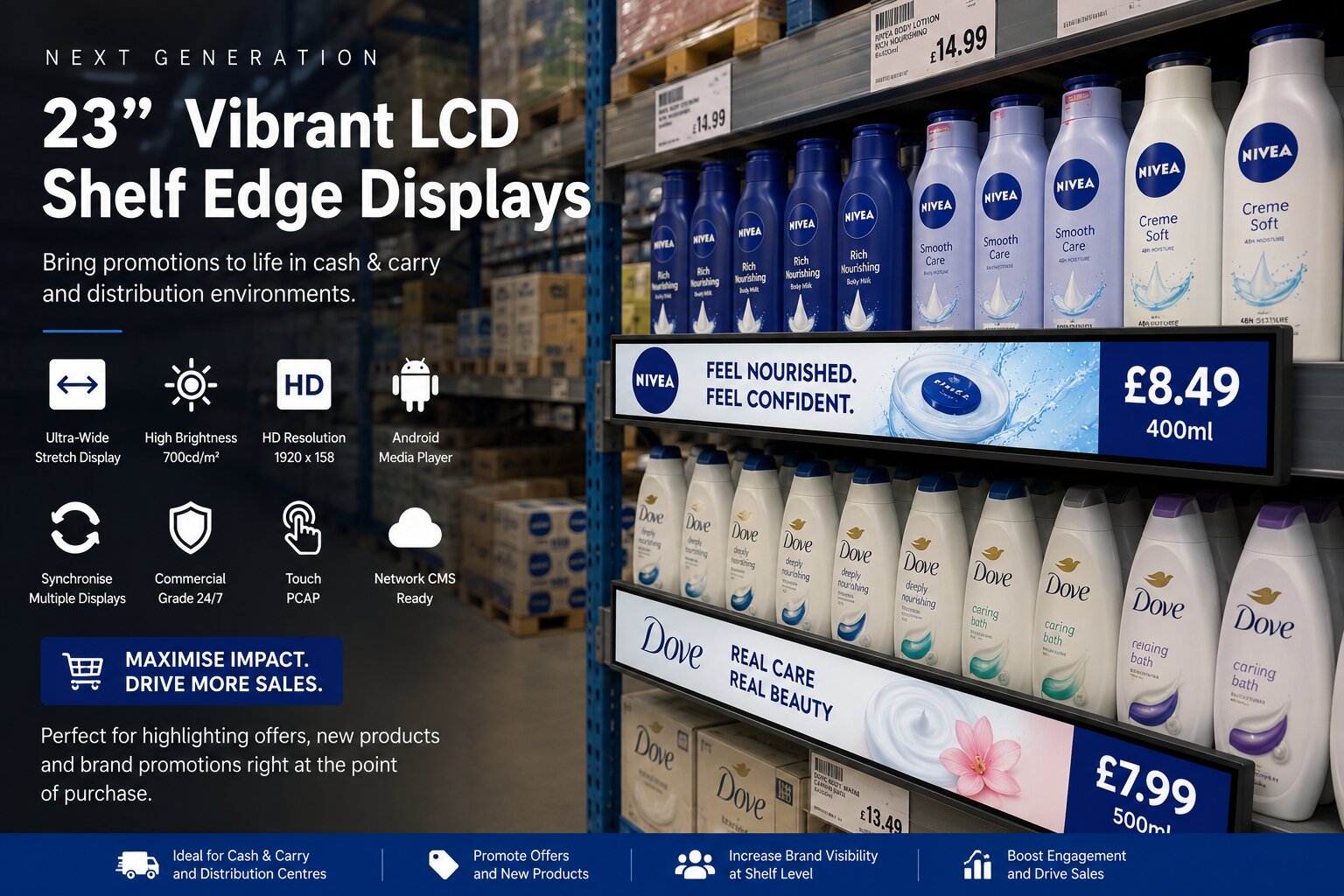 LCD Shelf Edge Touch Display High Brightness Digital Signage ScreenMoove