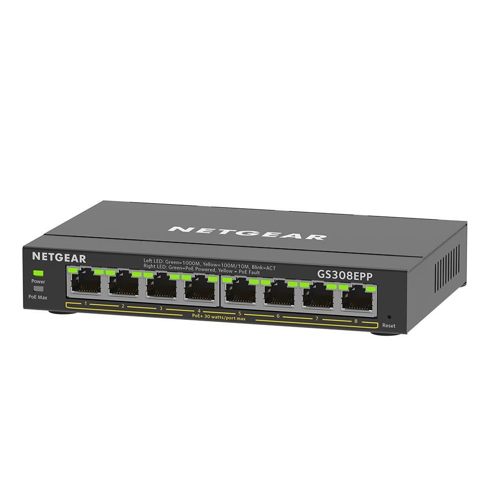 Netgear GS308EPP-100UKS 8-Port PoE+ Gigabit Ethernet Plus Switch (123W) Network Switch Netgear
