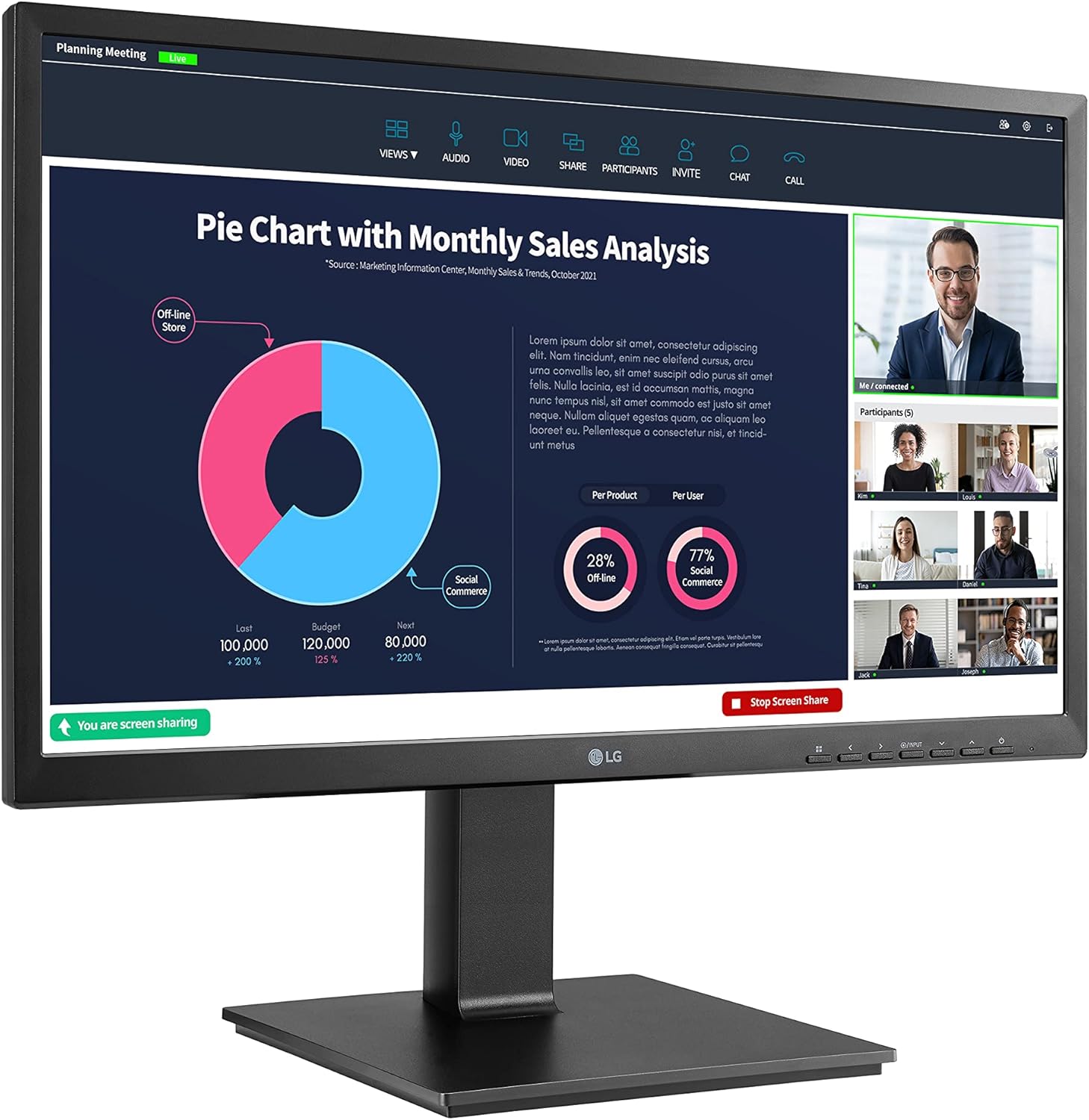 LG 24BP750C-B 23.8" Full HD IPS Monitor with Built-in Webcam Desktop Monitor LG
