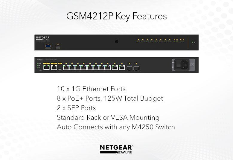 Netgear GSM4212P-100EUS 8x1G PoE+ 125W 2x1G and 2xSFP Managed Switch Network Switch Netgear