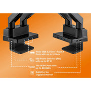 Manhattan 17" - 32" Dual Monitor Desk Mount With Integrated Docking Station | 461887 Monitor Arm Desk Mount Manhattan