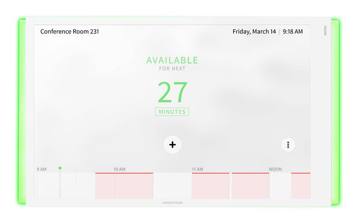 Crestron 10.1 in. Room Scheduling Touch Screen, White Smooth, Includes one TSW-1070-LB-W-S Light Bar | TSS-1070-W-S-LB KIT Meeting Room Display Crestron