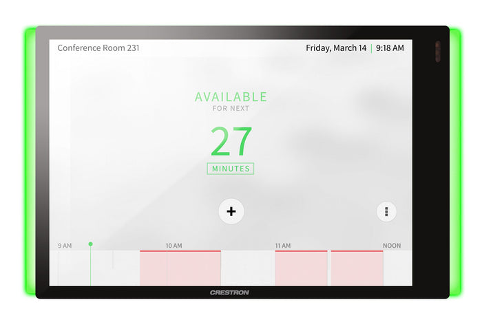 Crestron 7 in. Room Scheduling Touch Screen, Black Smooth, Includes One TSW-770-LB-B-S Light Bar | TSS-770-B-S-LB KIT Meeting Room Display Crestron
