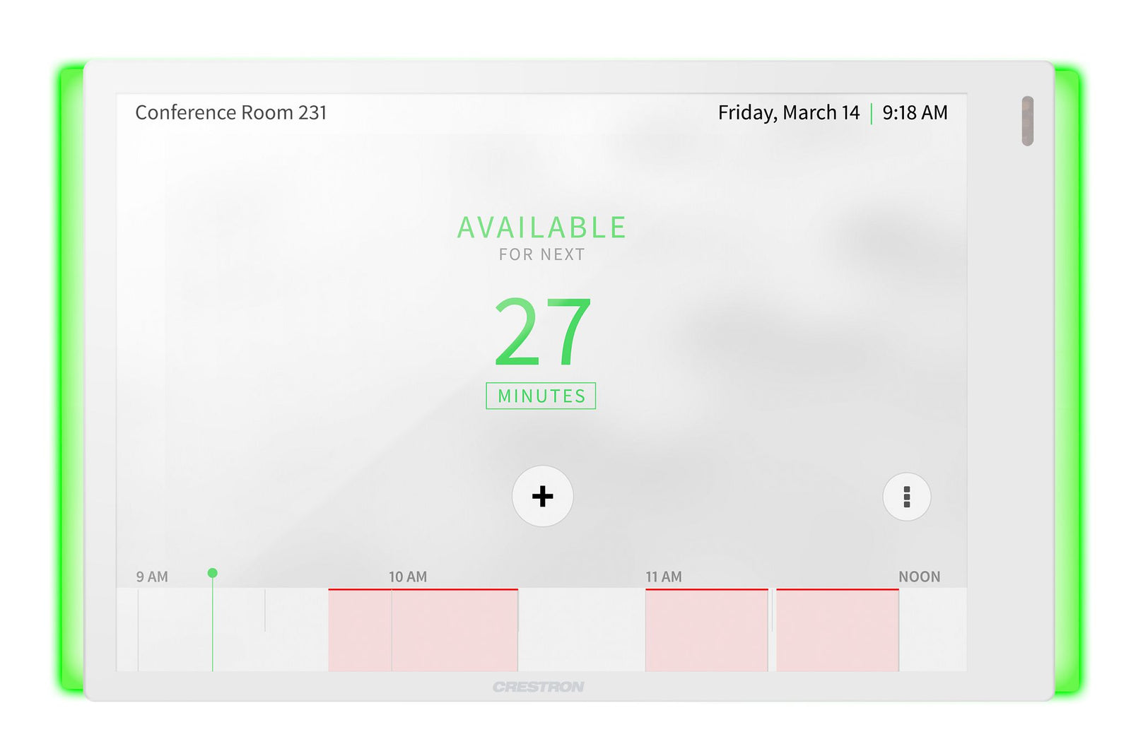 Creston 7" Room Scheduling Touch Screen, White Smooth, Includes One TSW-770-LB-W-S Light Bar | TSS-770-W-S-LB KIT Meeting Room Display Crestron