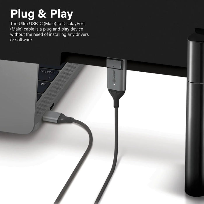 Alogic ULCDP02-SGR USB-C (Male) to DisplayPort (Male) Cable - Ultra Series - 4K 60Hz -Space Grey