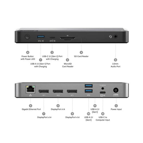 Alogic DUPRMX3-WW MX3 USB-C Triple Display DP Alt. Mode Docking Station - With 100W Power Delivery