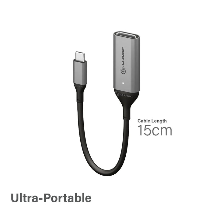 Alogic ULUCDP-ADP Ultra 15cm USB-C (Male) to DisplayPort (Female) Adapter - 4K 60Hz