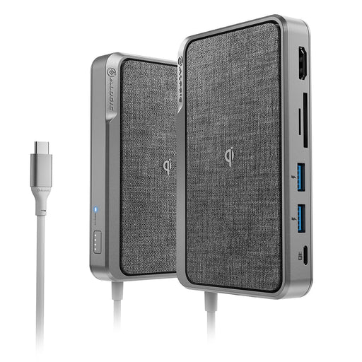 Alogic ULDWAV-SGR USB-C Dock Wave ALL-IN-ONE / USB-C Hub with Power Delivery, Power Bank & Wireless Charger