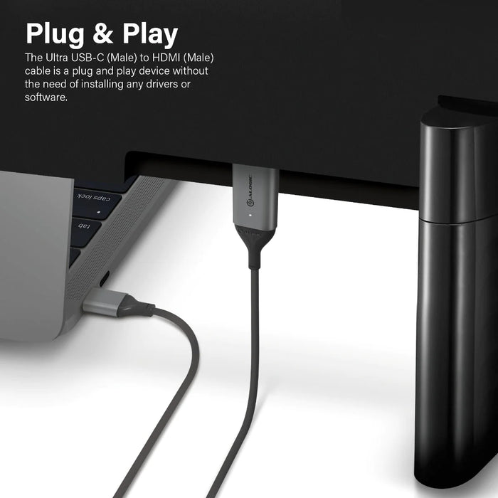 Alogic ULCHD01-SGR USB-C (Male) to HDMI (Male) Cable - Ultra Series - 4K 60Hz -Space Grey