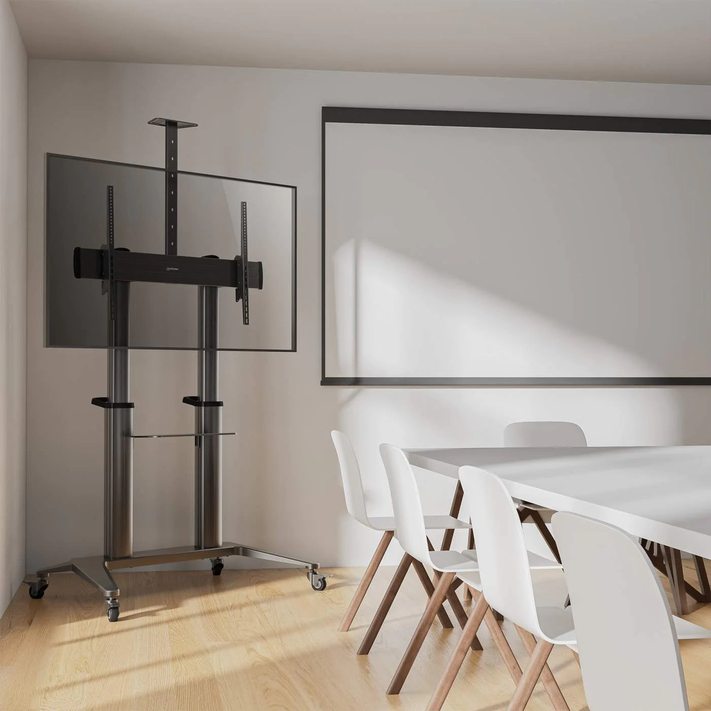 Manhattan 70" - 120" Aluminum Heavy-Duty Large-Screen Height-Adjustable Multimedia TV Cart | 462341 Mobile Trolley Manhattan