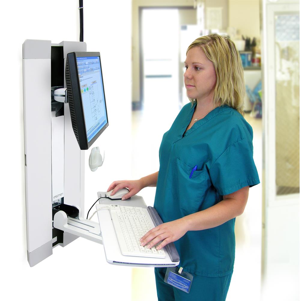 Ergotron StyleView® Vertical Lift Patient Room White | 60-609-216 Wall Mount Bracket Ergotron