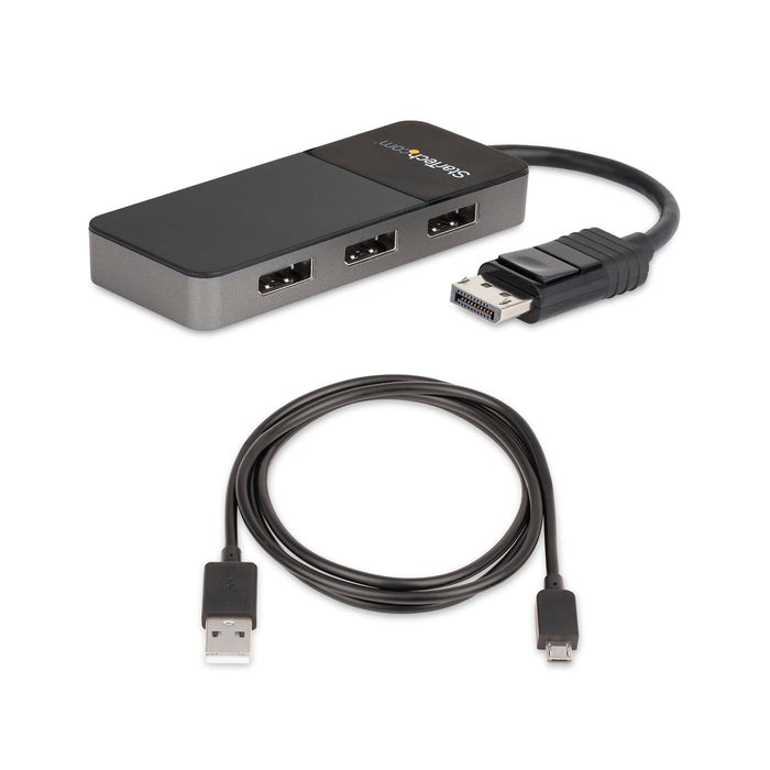 StarTech MST14DP123DP 3-Port DisplayPort 1.4 Splitter, DisplayPort to 3x DP Multi-Monitor Adapter, Triple 4K Computer MST Hub, USB Bus-Powered - Windows Only