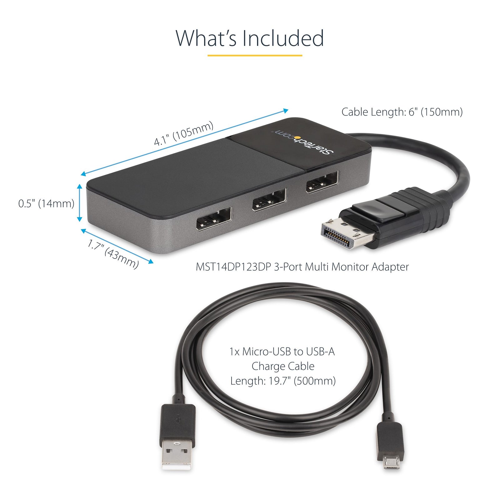 StarTech MST14DP123DP 3-Port DisplayPort 1.4 Splitter | Triple 4K DP MST Hub for Windows Splitter Startech