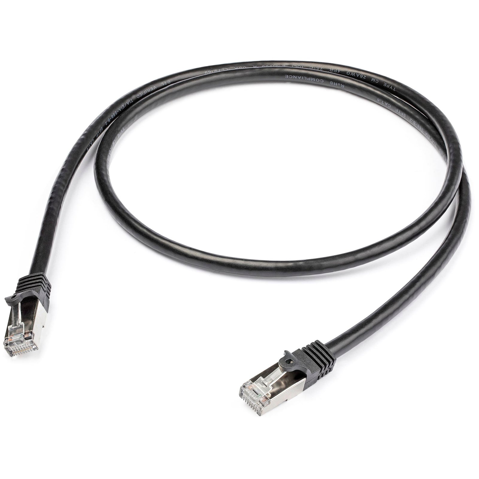 StarTech N6SPAT1MBK Cat6 Patch Cable - Shielded (SFTP) - 1 m, Black LAN / Ethernet Cable Startech