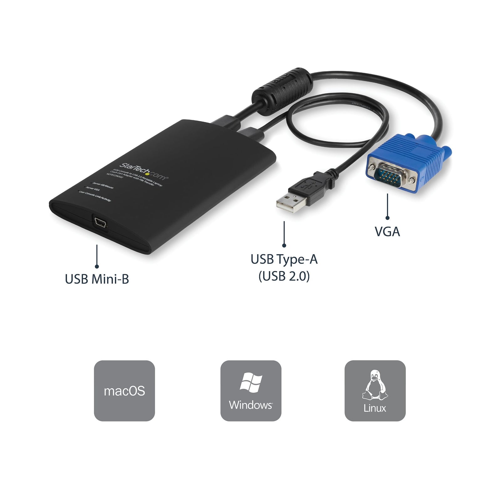 StarTech USB Crash Cart Adapter with File Transfer & Video Capture | NOTECONS02 Switches Startech