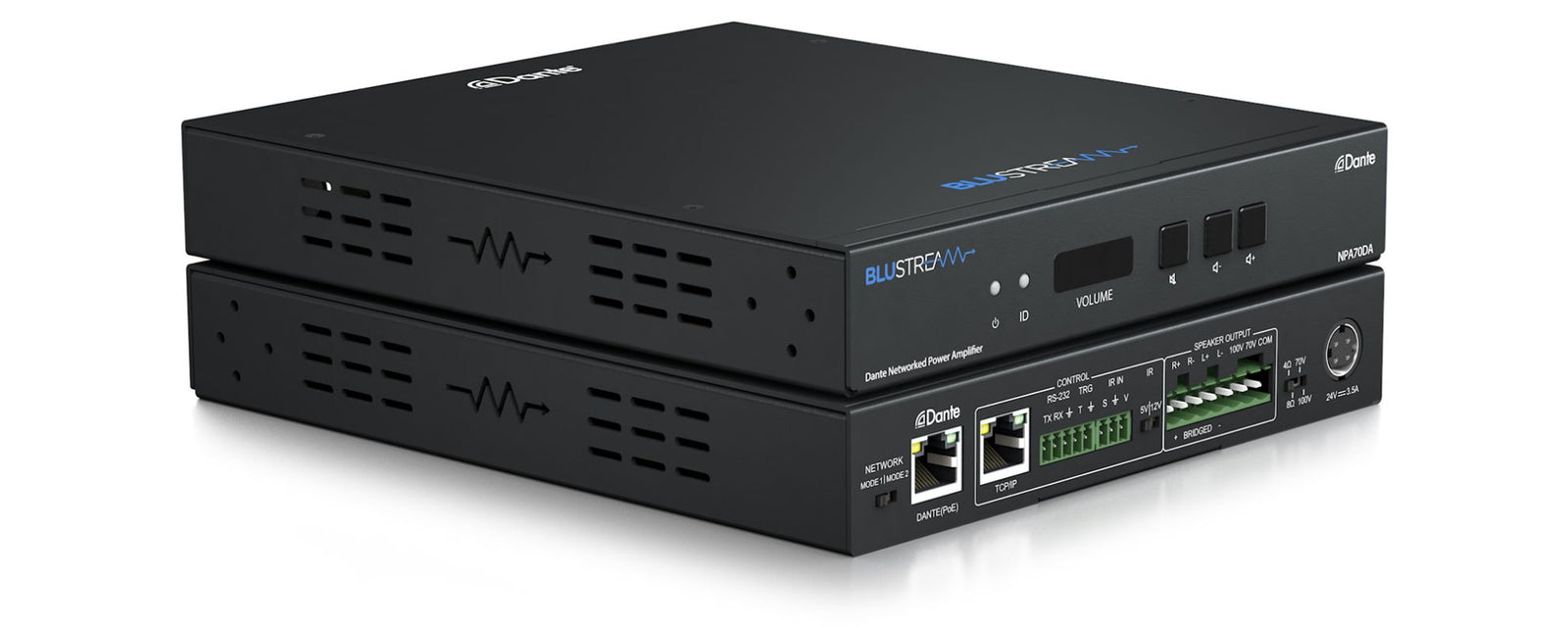 BluStream Networked Power Amplifier with Dante | NPA70DA Audio Amplifier BluStream