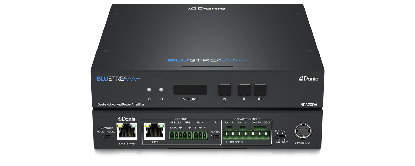 BluStream Networked Power Amplifier with Dante | NPA70DA Audio Amplifier BluStream
