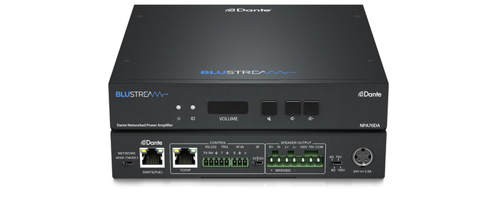 BluStream Networked Power Amplifier with Dante | NPA70DA Audio Amplifier BluStream