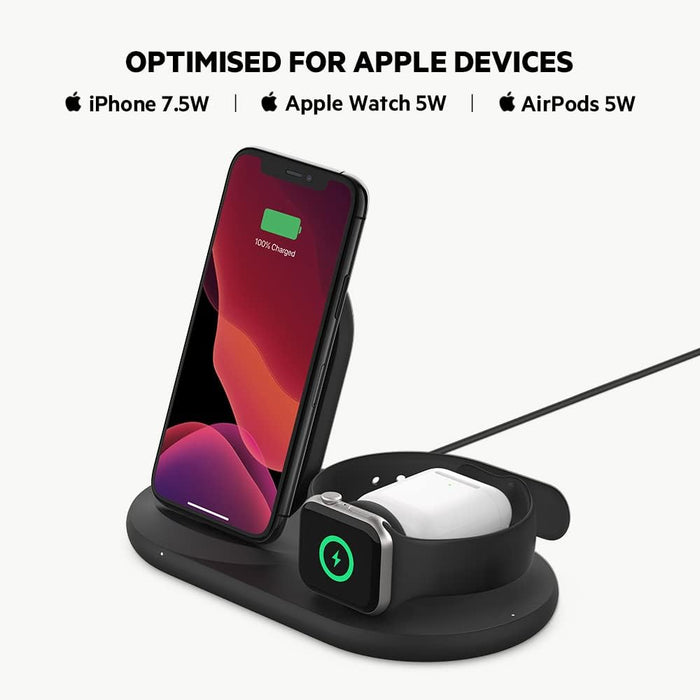 Belkin BoostCharge 3-in-1 Wireless Charger for Apple Devices | WIZ001MYBK