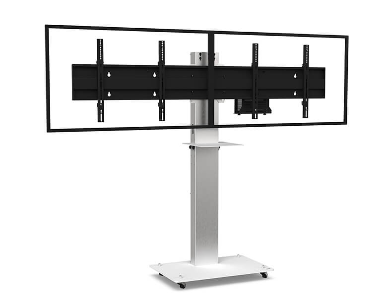 Axeos Boxer Dual Screen Stand On Castors For Two Screens 40" to 55" Screen Floor Stand Axeos