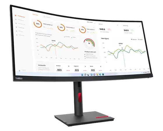 Lenovo 63D4ZAT1UK/T34w-30 34" 60Hz QHD Monitor With ThinkVision MC60 Monitor Webcam Desktop Monitor Lenovo