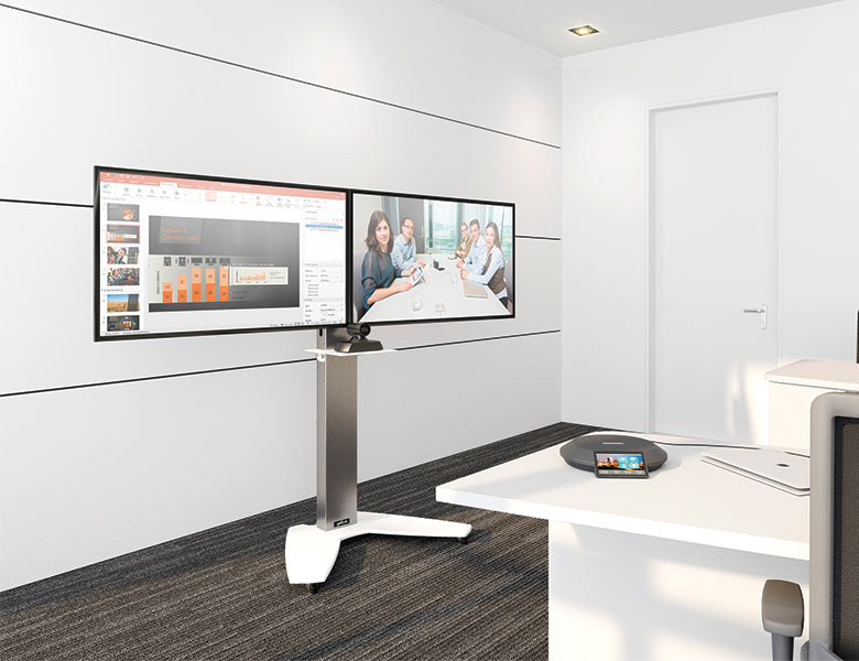 Axeos Osyx Dual Screen Stand On Castors For 40" to 55" Screen Floor Stand Axeos