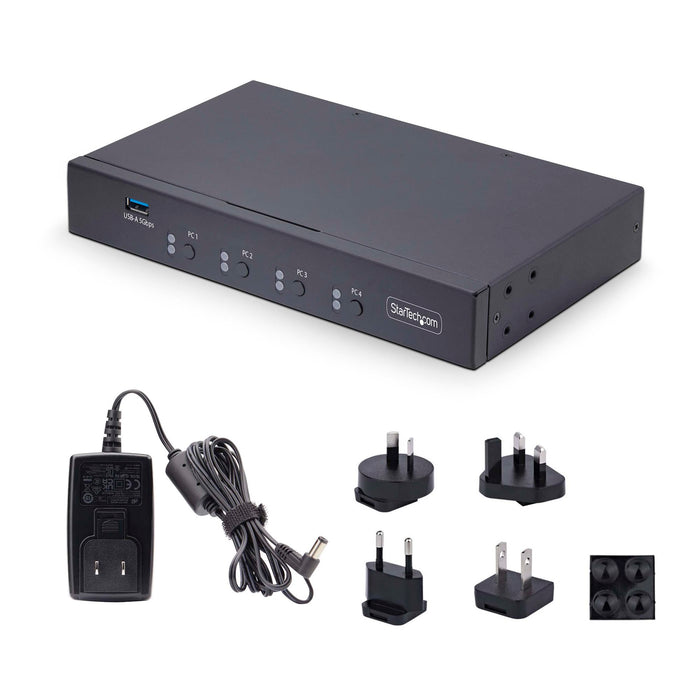 StarTech 4-Port KM Switch with Mouse Switching, USB Switch for Keyboard/Mouse | P4A20132-KM-SWITCH