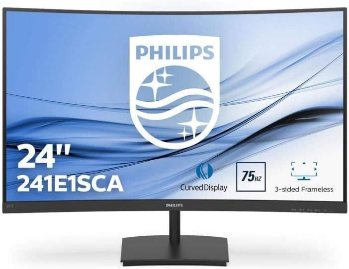 Philips E Line 24" Full HD LCD Curved Computer Monitor Black | 241E1SCA/00