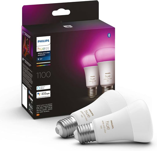 Philips Hue - White and Colour Ambience A60 – E27 Smart Bulb – 1100 (2-pack)