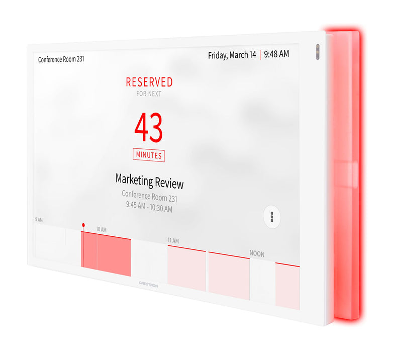 Crestron 10.1 in. Room Scheduling Touch Screen, White Smooth, Includes one TSW-1070-LB-W-S Light Bar | TSS-1070-W-S-LB KIT Crestron Smart Home Central Control Units Crestron