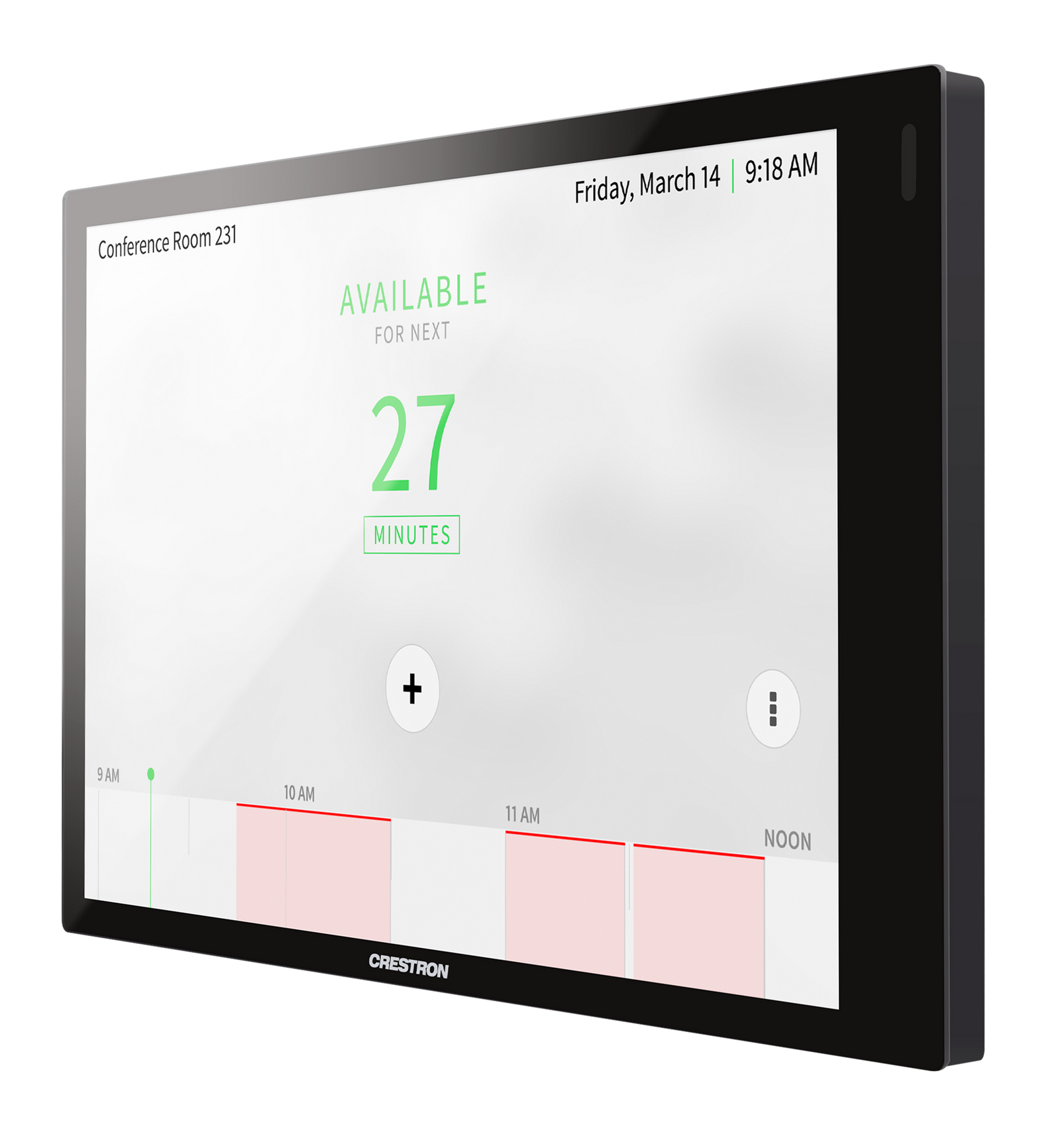 Crestron 7 in. Room Scheduling Touch Screen, Black Smooth, Includes One TSW-770-LB-B-S Light Bar | TSS-770-B-S-LB KIT Meeting Room Display Crestron