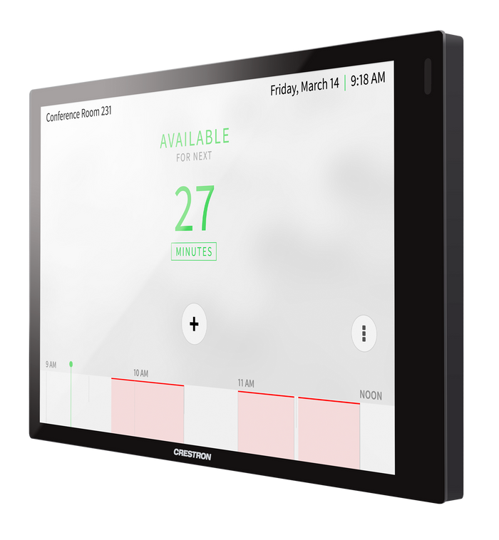 Crestron 7 in. Room Scheduling Touch Screen, Black Smooth, Includes One TSW-770-LB-B-S Light Bar | TSS-770-B-S-LB KIT Meeting Room Display Crestron