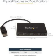 Startech 4-Port DisplayPort 1.2 Video Splitter | MSTDP124DP Splitter Startech