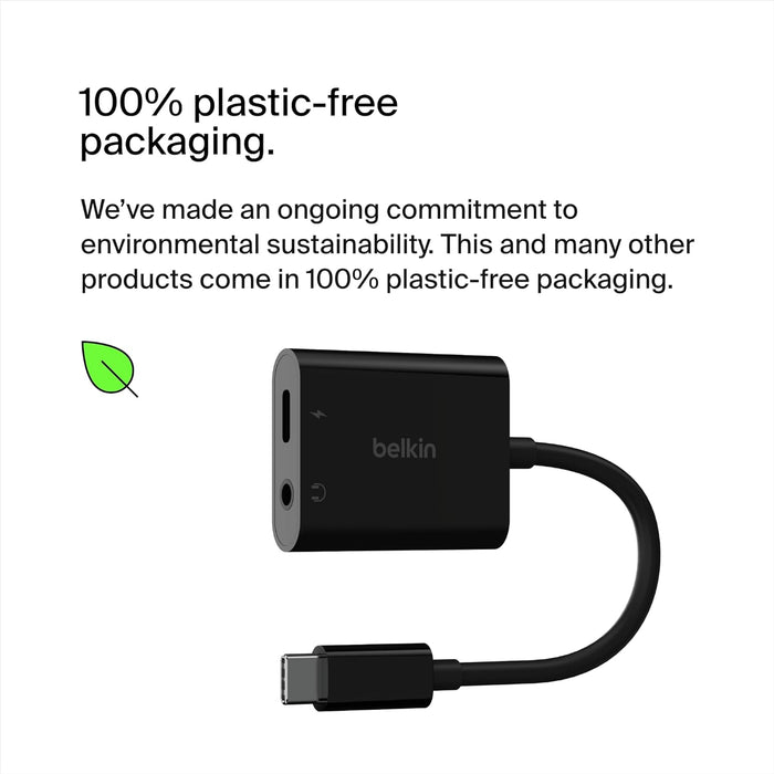 Belkin RockStar™ 3.5mm Audio + USB-C Charge Adapter | NPA004BTBK