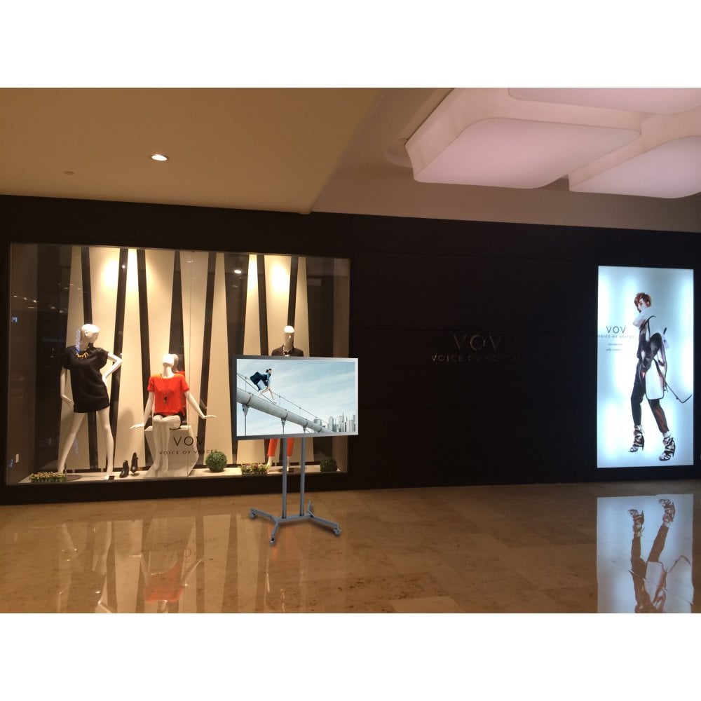 Portrait To Landscape Floor Trolley | For 37" - 70" Screen - AS1017P Mobile Trolley DigitalSignage