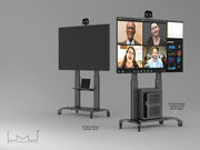 Multibrackets M Public Floorstand Dual Pillar 180 HD with AV Cabinet | For 60" - 100" Screens Mobile Trolley Multibrackets