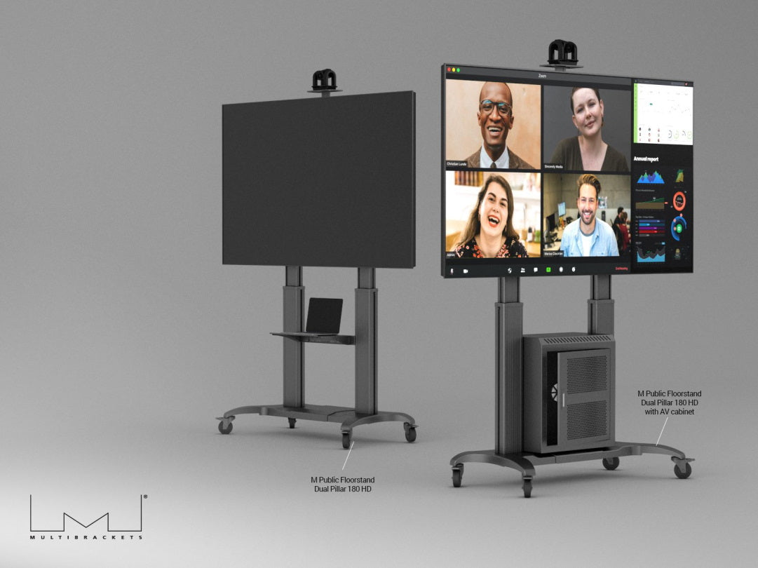 Multibrackets Height Adjustable Mobile Trolley With Media Shelf & Camera Holder - Up to 60-100" Screen