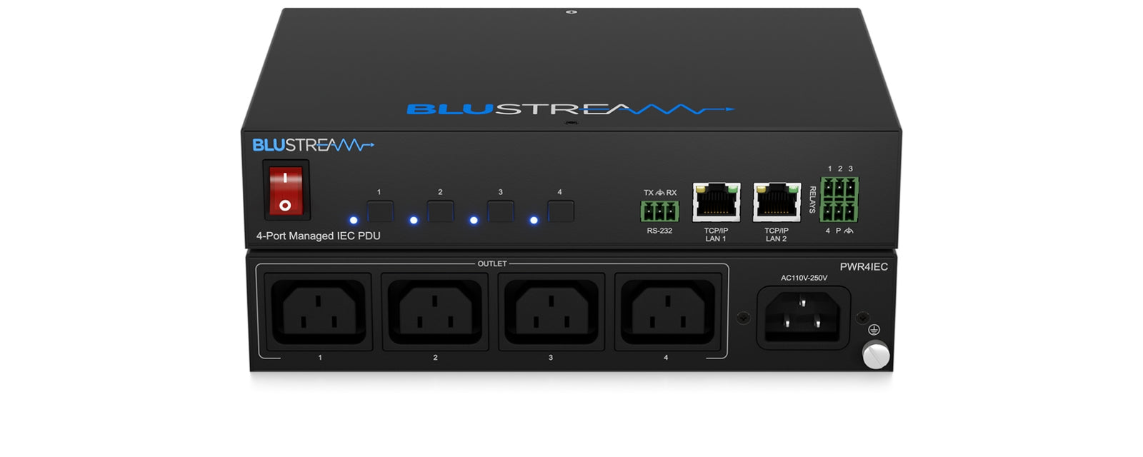 BluStream 4 Port Managed IEC PDU | PWR4IEC Power Distribution Unit BluStream