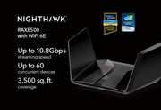 Netgear RAXE500-100EUS Nighthawk® Tri-Band WiFi 6E Router (up to 10.8Gbps) Wireless Router Netgear