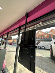 Rear-mounted 32 inch high brightness digital signage display installed in retail shop window